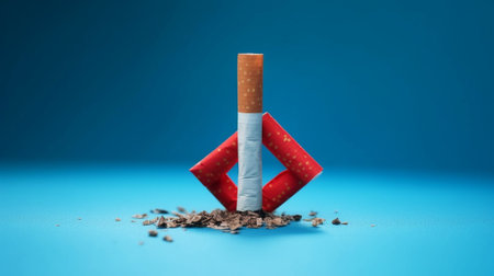 Generative AI : concept of the dangers of smoking the word stop of cigarettesの素材