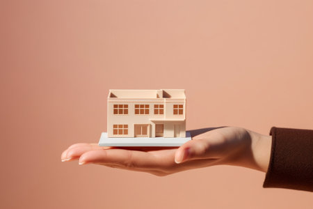 Generative AI : concept paper figurine house in the handsの素材