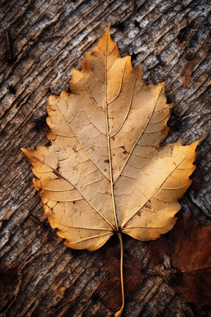 Generative AI : Beech tree dry leaf in winterの素材