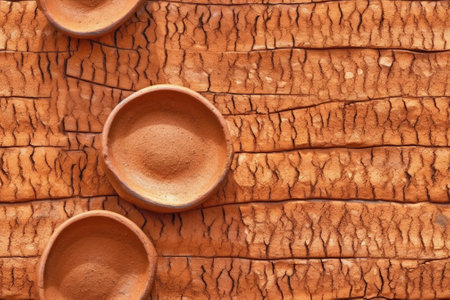 Generative AI : Old distressed terracota clay pottery vessel detail worn out background or textureの素材