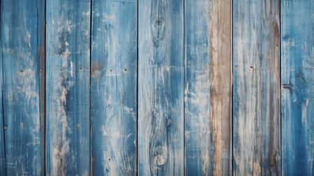 Generative AI : Old blue painted rustic wooden planks wallの素材