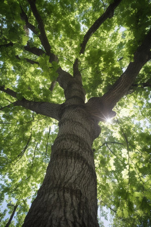 Generative AI : Old quercus robur tree canopyの素材