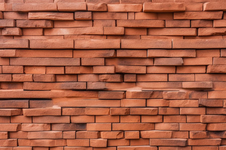 Generative AI : Reddish brown decorative claystone brick wall backgroundの素材