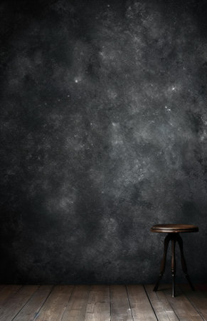 Generative AI : Black colored stained canvas grunge distressed backdropの素材