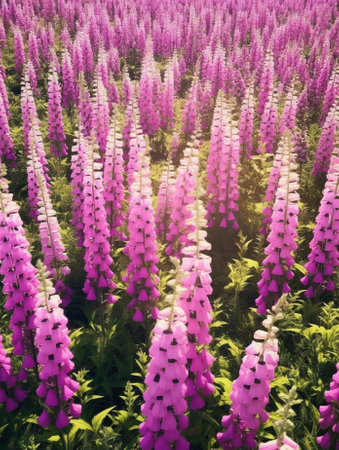 Generative AI : Digitalis purpurea flowers blooming in springの素材