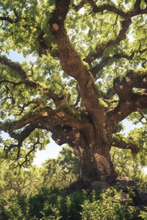 Generative AI : Old quercus robur tree canopyの素材