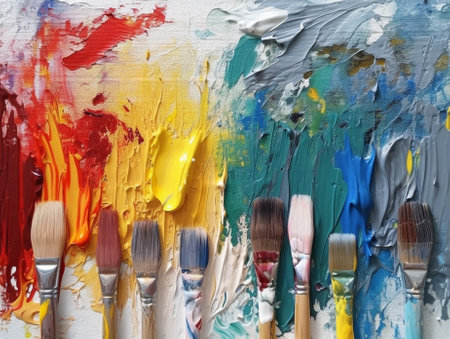 Generative AI : Abstract knife palette acrylic painting detailの素材