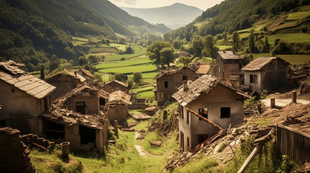 Generative AI : The small village of Maraa in the mountains of Leon northern Spainの素材