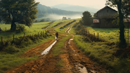 Generative AI : path in the countrysideの素材