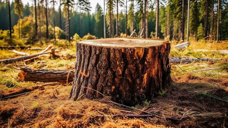 Generative AI : Pine tree stump and logsの素材