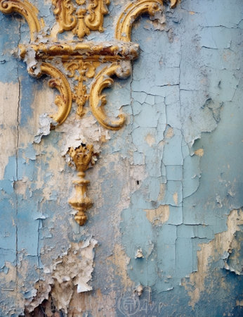 Generative AI : Old distressed blue wall detailの素材