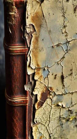 Generative AI : old ripped book bookbinding with marbled paper coverの素材