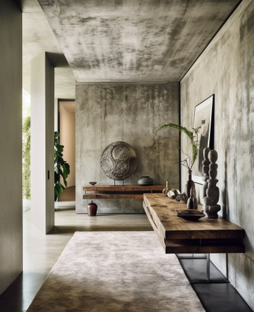 Generative AI : Formwork raw concrete wall with wood impressionの素材