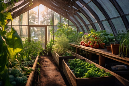 Generative AI : Growing organic food in a greenhouseの素材