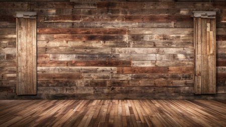 Generative AI : Old rustic shed wooden planks wallの素材