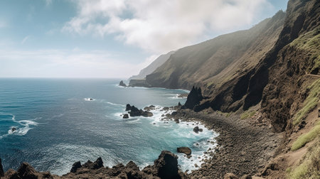 Generative AI : Playa la Caleta beach in Hermigua La Gomera Canary Islands Spainの素材