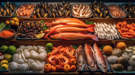 Generative AI : Seafoof market fresh products in Portugalの素材