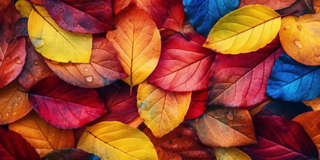 Generative AI : multicolor autumn leavesの素材