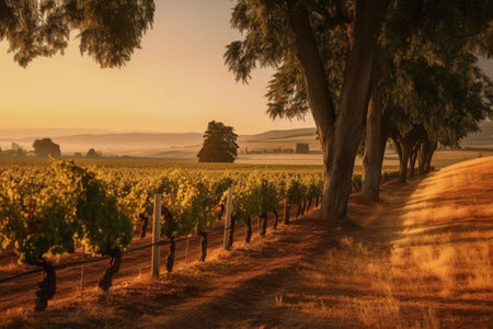 Generative AI : vineyard at sunsetの素材