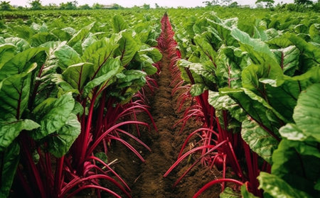 Generative AI : Beta vulgaris or beet plants growing in the vegetable gardenの素材