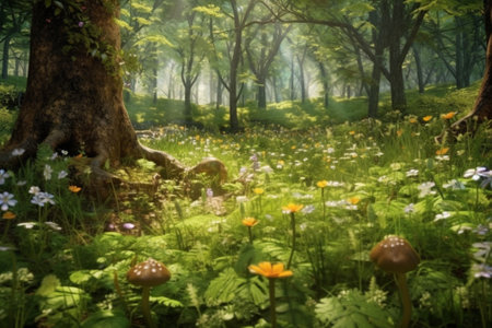 Generative AI : springtime in the forestの素材