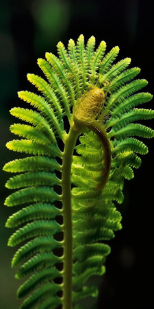 Generative AI : Male fern Dryopteris filixmas sori on leaf underside green bokeh backgroundの素材