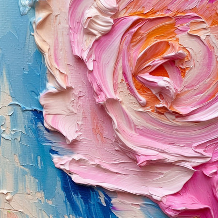 Generative AI : Rose canvas painting background or textureの素材