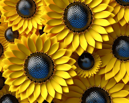 Generative AI : Sunflower disk florets close upの素材