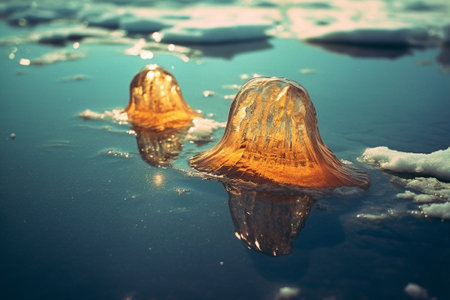 Generative AI : Ice blocks floating on the Engolasters lake surfaceの素材