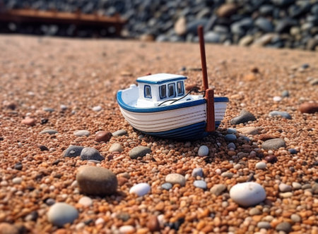 Generative AI : small boats in the shoreの素材