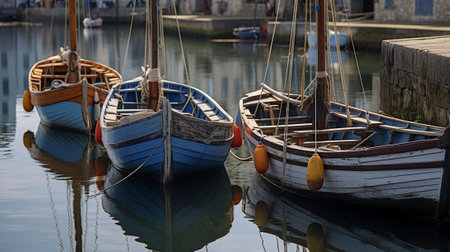 Generative AI : little boats in the harborの素材