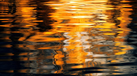 Generative AI : reflected sunset on a lake abstract blurの素材