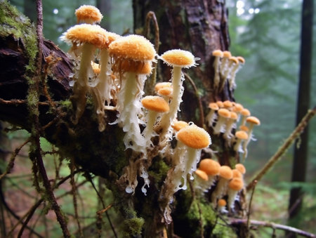 Generative AI : Fistulina hepatica or beefsteak fungus growing wildの素材