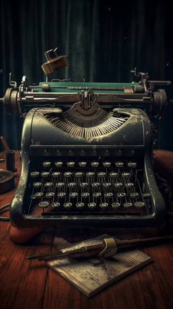 Generative AI : old dusty typewriter vintage backgroundの素材