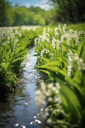 Generative AI : Wild garlic springtime flowers bloomingの素材