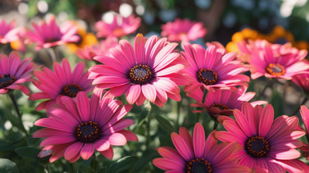 Generative AI : African daisy pink purple flowers blooming in springの素材