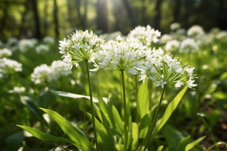 Generative AI : Allium ursinum wild flowersの素材