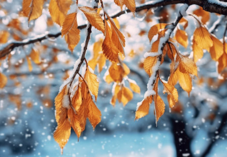 Generative AI : Beech tree deciduous foliage in winterの素材