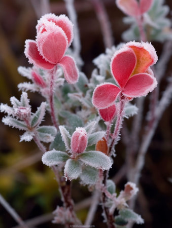 Generative AI : Erica flowers with dew frozen dropletsの素材