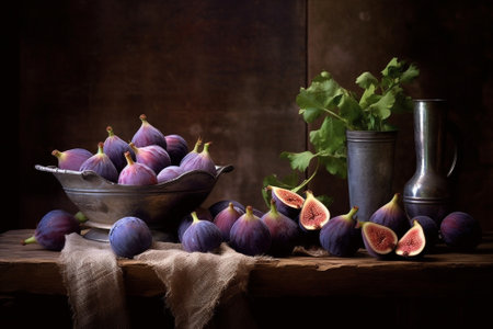 Generative AI : Figs red grapes and knifeの素材
