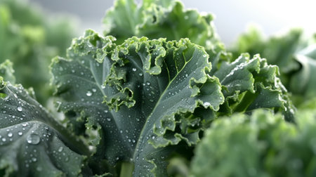 Generative AI : Kale or leaf cabbage plant close upの素材