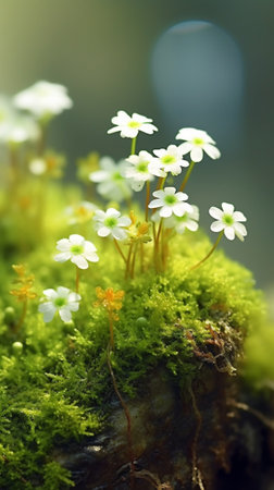 Generative AI : Meadow saxifrage Saxifraga granulata L white flowersの素材