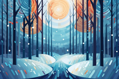 Generative AI : abstract wintry forestの素材