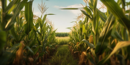 Generative AI : Sustainable corn field close upの素材