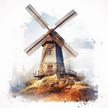 Generative AI : old belgian windmillの素材