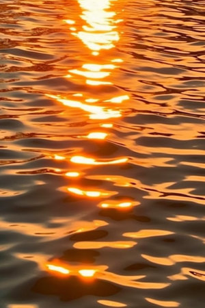 Generative AI : reflected sunset on a lake motion blurred imageの素材