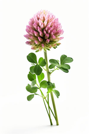 Generative AI : Crimson clover Trifolium incarnatum red flowerの素材