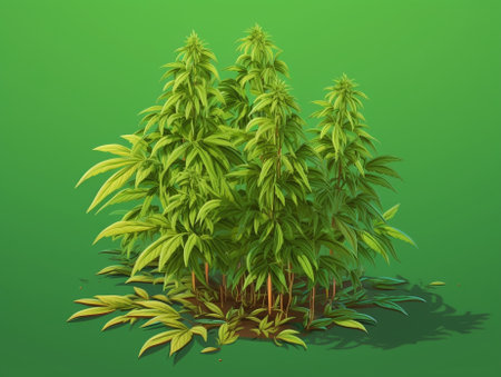 Generative AI : Green hemp plantsの素材