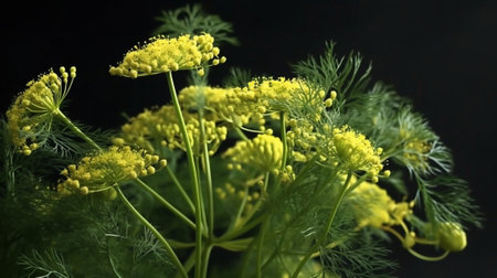 Generative AI : Fennel Foeniculum vulgare yellow flower headsの素材