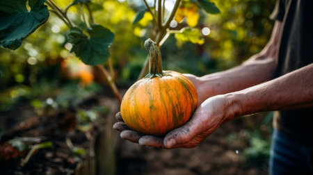 Generative AI : Homegrown pumpkins in the kitchen gardenの素材